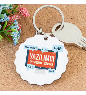 İsme Özel Yazılımcı Papatya Anahtarlık