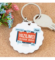 İsme Özel Yazılımcı Papatya Anahtarlık