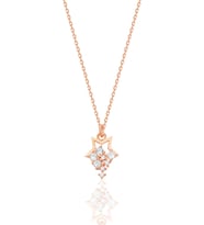 Gümüş rose zirkon taşlı yıldız yağmuru kolye SGTL12684ROSE