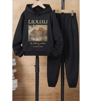 Çocuk Tasmania Baskılı Eşofman Takımı (Siyah)
