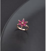 925 Ayar Gümüş Lotus Çiçeği Yüzüğü (Fuşya)