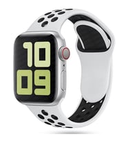 Apple Watch 10/11 42mm-38/40/41mm Kordon Delikli Spor Kordon 2/3/4/5/6/se/7/8/9 (Beyaz-Siyah)