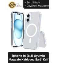 Premium Apple İphone 16 6.1 inç Uyumlu Kablosuz Şarj Destekli Sert Silikon Şeffaf Kılıf Magsafe