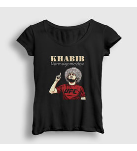 Presmono Kadın Siyah Ufc Khabib Nurmagomedov T-Shirt 313141tt