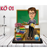 Kişiye Özel Ahşap Biblo - Kadın Öğretmen Karikatür Biblo - Öğretmen Biblo
