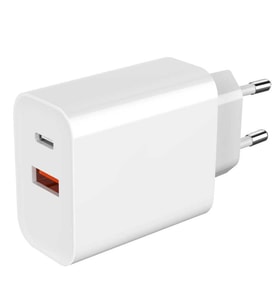 Hızlı Şarj QC 3.0 Destekli Seyahat Şarj Adaptörü ((USB ve PD)) Çıkış 22W Akım Gücü Yanmaz Plastik (Beyaz)