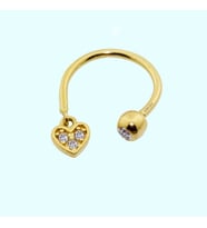 Altın Burun Hızma Piercing 14 Ayar Kalp'li