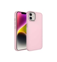 Apple iPhone 12 Uyumlu Kılıf Metal Çerçeve ve Buton Tasarımlı Silikon Zore Luna Kapak (Pembe)