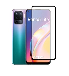 Oppo Reno 5 Lite Uyumlu Zore Kenarları Kırılmaya Dayanıklı Cam Ekran Koruyucu (Siyah)
