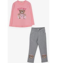 Breeze Kız Çocuk Taytlı Takım Sevimli Ayıcık Baskılı 1.5-5 Yaş, Pembe