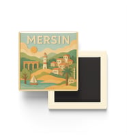 Mersin - Memleket Temalı - Paper Cut Art - Baskılı Buzdolap Magneti Kare - 9x9 cm