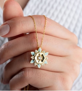Saklı Takı 925 Ayar Gümüş Lotus Çiçeği Kolye