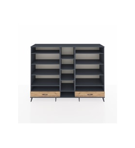 Hyperion Dolap 14 Raflı 2 Çekmeceli  220x44x163 Antrasit-Antrasit/Çam