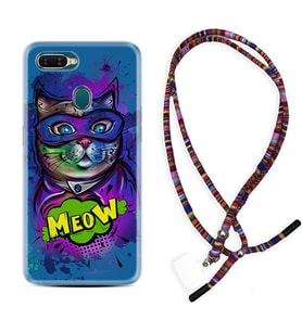 Oppo A5S A15 A16 A54 A55 A73 A74 Kılıf Boyun Asklı Rasta Silikon Super Meow 1715