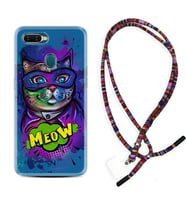 Oppo A5S A15 A16 A54 A55 A73 A74 Kılıf Boyun Asklı Rasta Silikon Super Meow 1715
