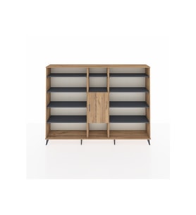 Arges Dolap 12 Raflı Tek Kapaklı  220x30x163 Çam-Çam/Antrasit