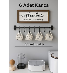 6 Kancalı Dekoratif Plastik Retro Mutfak Havlu Askısı, Fincan , Kupa Askısı 35 Cm Montajlı Ürün