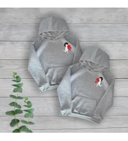 Çift Kalp Yapboz Temalı Sevgili Çift Hediye 2'li Gri Oversize Sweatshirt