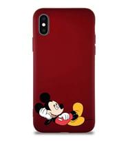 Apple iPhone XS Soft Premier Kapak Mickey Mouse-F Tasarımlı Silikon Kılıf - Mürdüm (Şeffaf)