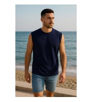Erkek Bisiklet Yaka Sıfır Kol %100 Pamuk T-Shirt