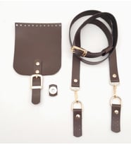 Angel Çanta Aksesuar Kahverengi Tek Kat Suni Deri 130x2 cm Ayarlı Saplı Çanta Seti Light Gold Metalli