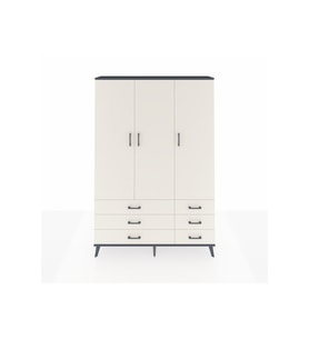 Arges Gardrop 5 Raflı 6 Çekmeceli Tek Askılı 132x30x195 Antrasit-Aytaşı
