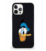 Apple iPhone 12 Pro Max Soft Premier Kapak Donald Duck-A Tasarımlı Silikon Kılıf - Siyah (Şeffaf)