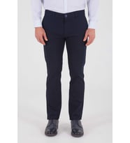 Yazı Klasik Fit Likralı Erkek Kanvas Pantolon-7079 (Lacivert)
