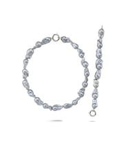 Gri Barok İnci Kolye Bileklik Set