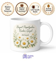Papatya Desenli Sevimli Tasarım Baskılı Kupa Bardak Hediye Porselen Mug