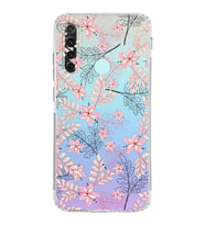 Xiaomi Redmi Note 8  Kamera Korumalı Kapak Floral Kırmızı Tasarımlı Şeffaf  Kılıf
