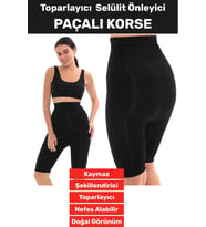 Özel Üretim İz İç Göstermez Kaymaz Sıkılaştırıcı Toparlayıcı Selülit Önlemeye Yardımcı Paçalı Korse (Siyah)