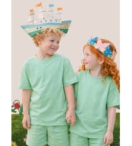 Mint Bisiklet Yaka Oversize T-shirt Çocuk Unisex %100 Pamuk (Yeşil)