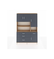 Arges Gardrop 9 Raflı 4 Çekmeceli 4 Kapaklı 132x30x195 Çam-Antrasit