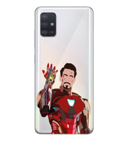 Samsung Galaxy A51 Uyumlu Iron Man Desenli Şeffaf Telefon Kılıfı