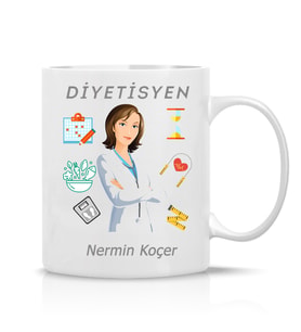 Kişiye Özel Diyetisyen İçin Hediye Tasarım Kupa Çay Kahve Hediye Bardak-006