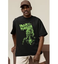Tasarım Iron Maiden Rock Metal Müzik Grubu Baskılı Unisex Oversize Tişört