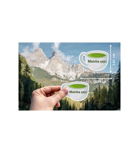 Matcha Çayı Etiketi Çay Şekilli Mat Sticker Yeşil Matcha Tea (20 Adet)