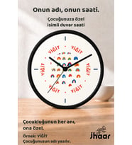 İsme Özel Renkli Küçük Gökkuşakları Çocuk Odası Duvar Saati Orta Boy 30 cm Siyah Camlı Sessiz