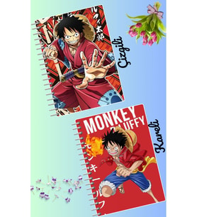 Monkey d luffy defter seti 2 adet A4 boyutu 21*30 çizgili + kareli 60 syf