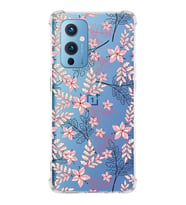 PrintiFy OnePlus 9 Uyumlu Köşe Korumalı Floral Kırmızı Tasarımlı Şeffaf Silikon Kılıf