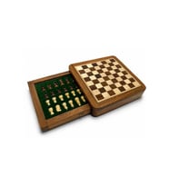 Kişiye Özel Mıknatıslı Ahşap Satranç Takımı Çekmeceli Saklama Kutulu - 13x13cm