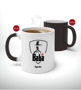 BK Gift Kişiye Özel Babalar Günü Hediyesi Baba Godfather Tasarımlı Sihirli Kupa Bardak-15 (Beyaz)