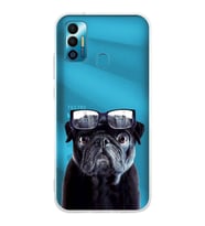 PrintiFy Tecno Spark 7 ile Uyumlu 1mm Slim Fit Köpek 3 050f Baskılı Şeffaf  Kılıf