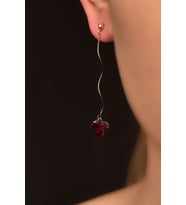 925 Ayar Gümüş Rose Kaplama Garnet Zirkon Taşılı Dalgalı Zincir Sallantılı Küpe