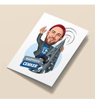 Kişiye Özel Radyocu Erkek Karikatürlü Tebrik Kartı