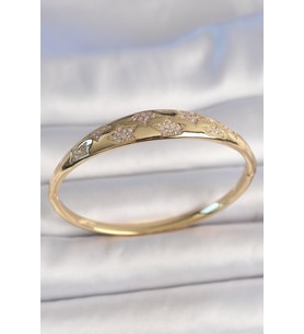 Pirinç Gold Renk Zirkon Taşlı Yıldız İşlemeli Kadın Kelepçe - TJ-BB6918