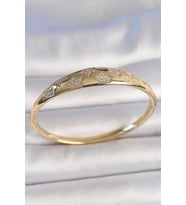 Pirinç Gold Renk Zirkon Taşlı Yıldız İşlemeli Kadın Kelepçe - TJ-BB6918