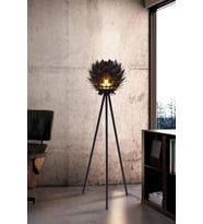 Lotus Metal Ayaklı Yerpuar Anahtarlı Ahşap Modern Tripod Üç Ayaklı Lambader Aydınlatma