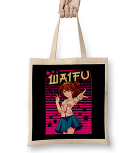 Cute Waifu Anime Girl Adorable Japanese Manga Bez Çanta Uzun Saplı